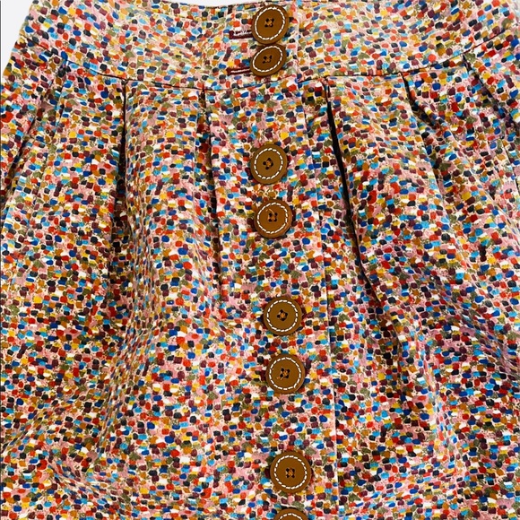Anthropologie Elevenses Colorful Aerial Confetti Dot Button Skirt 2 - Picture 4 of 13